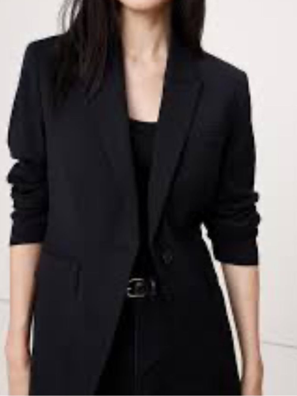 H&M Black Single-Button loose fit Blazer notched collar pockets size XL